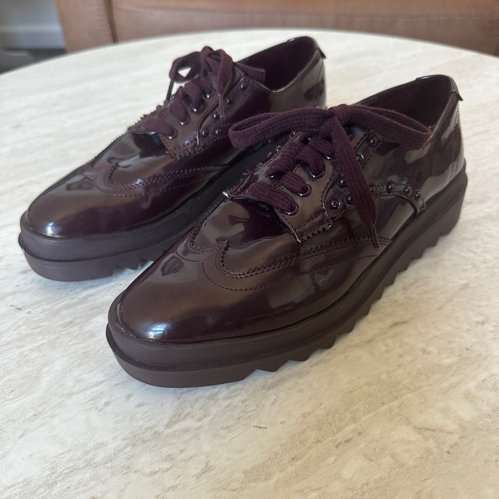 Zara Dark Burgundy Patent Loafers